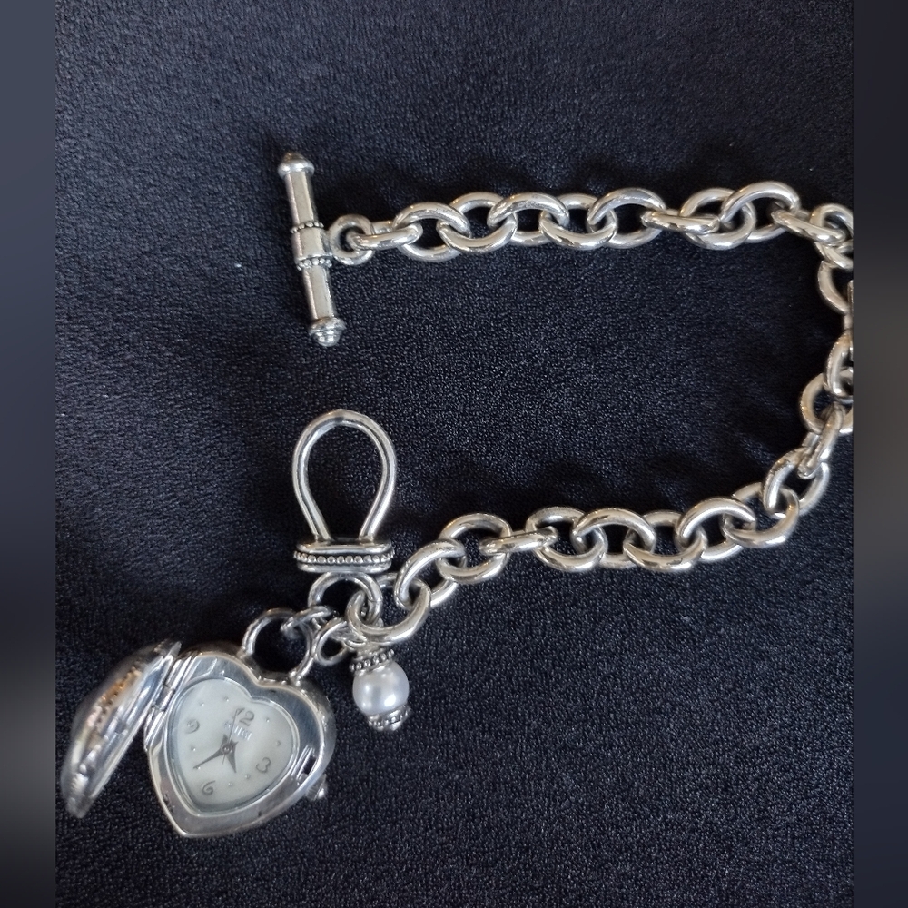 Ecclissi Sterling Silver Rolo Bracelet With Watch Charm - Picture 7 of 10